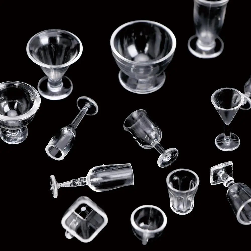 17 pezzi/set calici in plastica per casa delle bambole, decorazioni per piatti fai da te, tazze mini