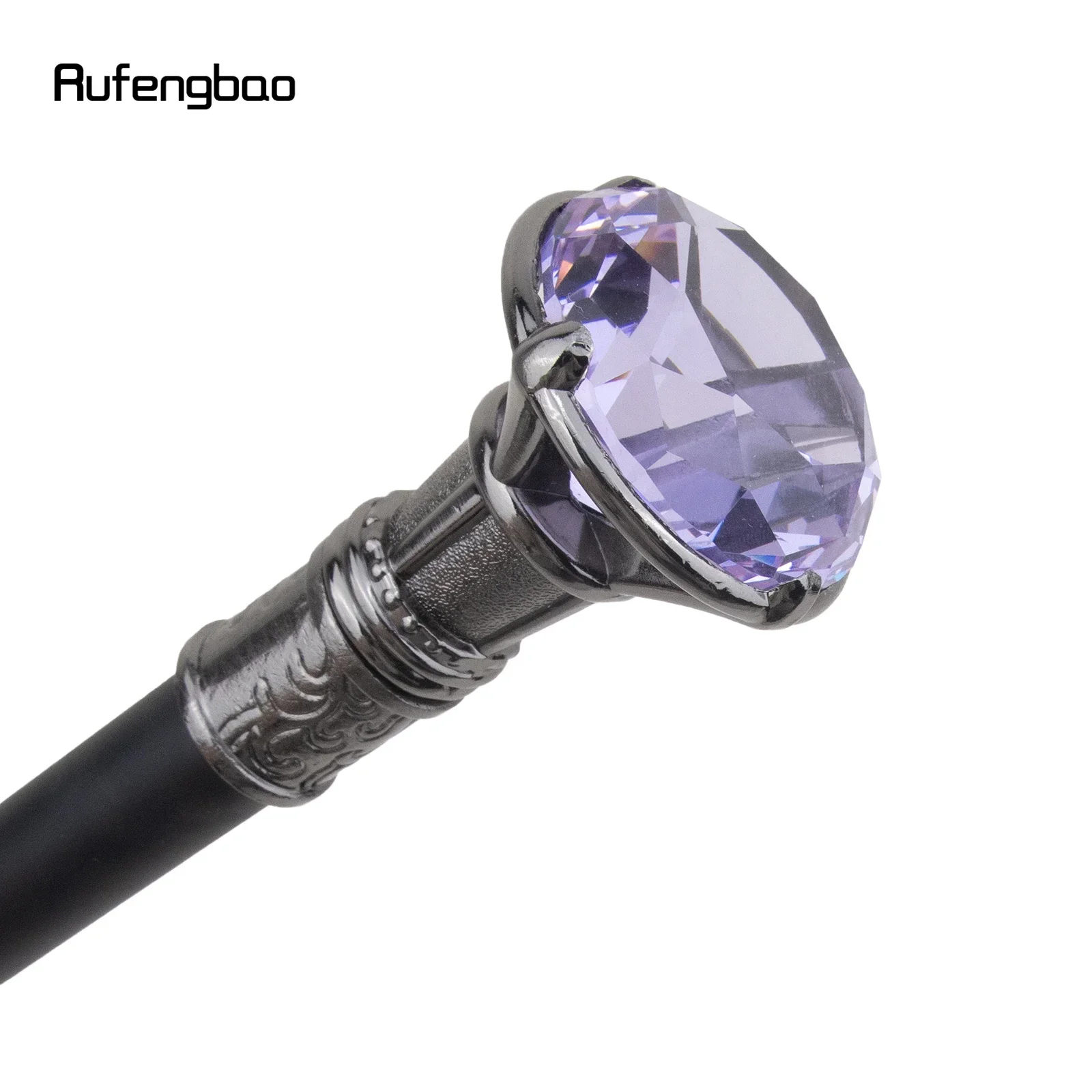 Purple Diamond Type Silver Walking Cane Fashion Decorative Walking Stick Gentleman Elegant Cosplay Cane Knob Crosier 93cm
