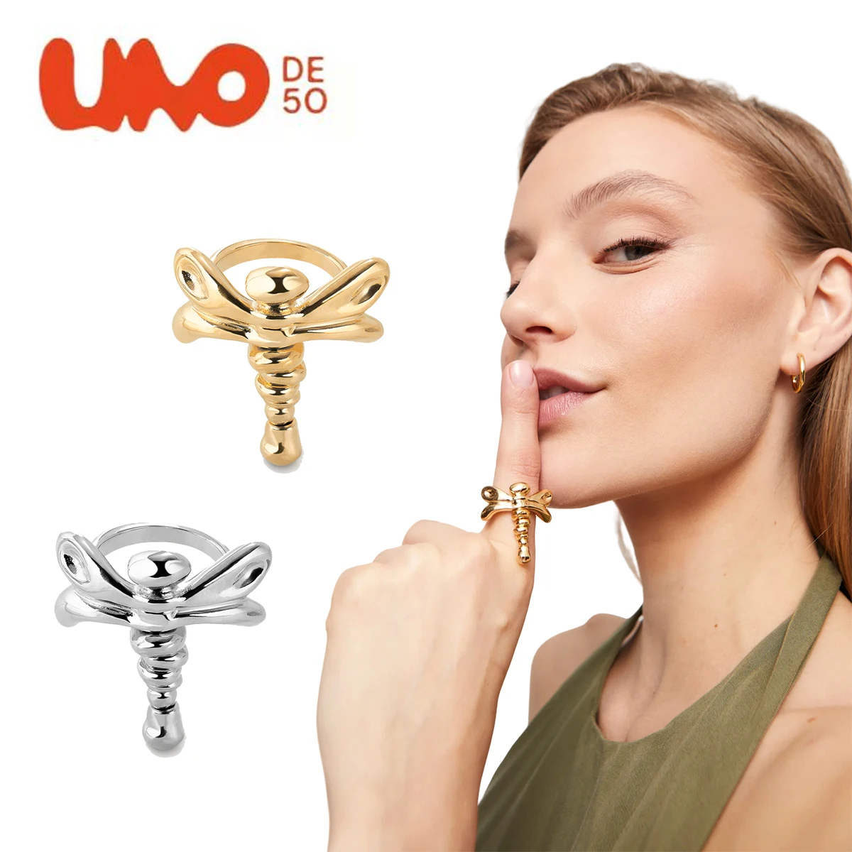 

UNO de 50 Pure Silver Ring Butterfly Spanish Jewelry Hip Hop Trendy Charm Versatile Anniversary Gift