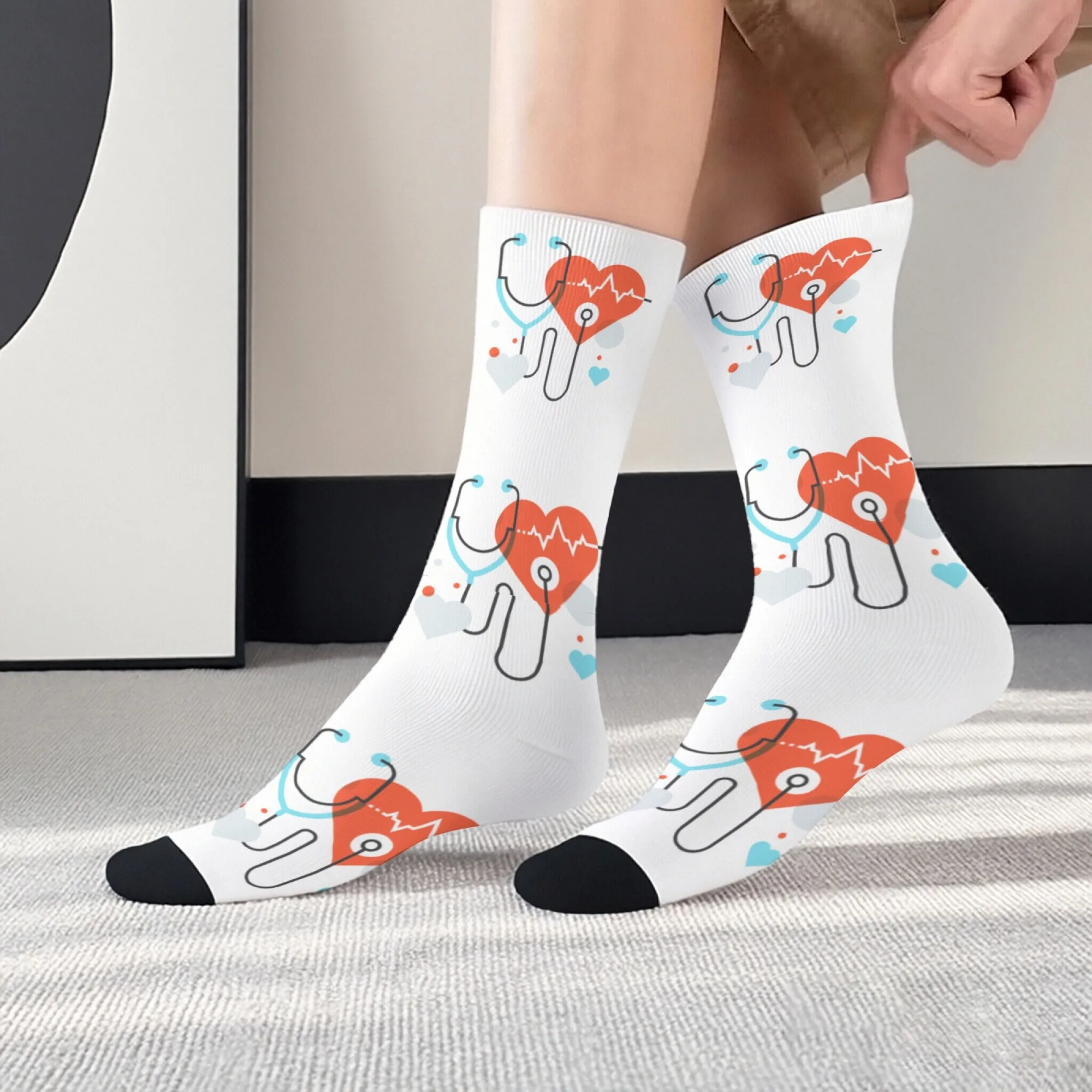 

Medical-themed Socks Fresh and Soothing Men's Mid-calf Socks with A Medical Theme Heartwarming Style for Medical Staff Gift