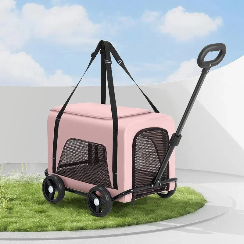 Portable Foldable Pet Suitcase, Large Capacity Cat Basket, Stretch Rod Transport Cage, Breathable Mesh Cats Products