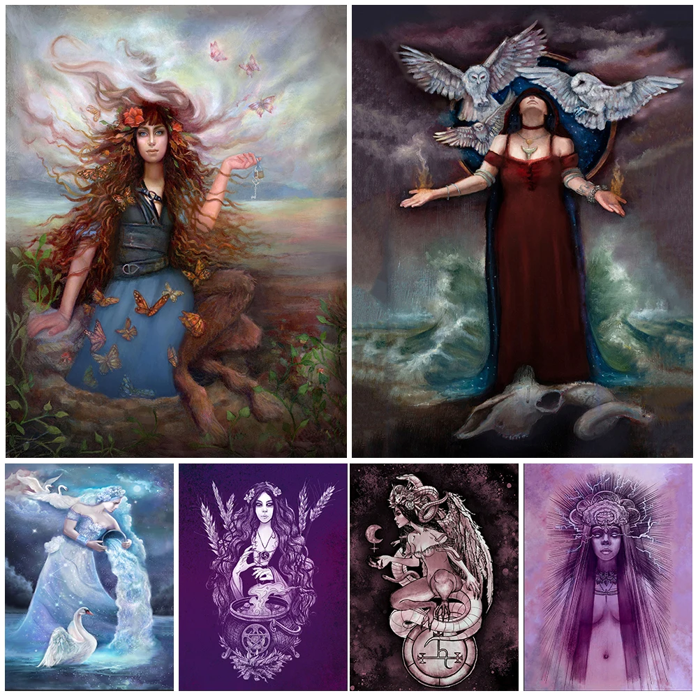 

Mythology Goddess And Pagan Witch Vintage Wall Art Canvas Painting Dark Witchy Altar Art Poster And Print Home Decor Unframed