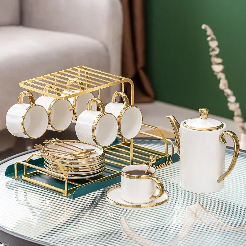 

6-Piece European Mug Fashion Arabian Ceramic Coffee Cup with Handle Tray Set