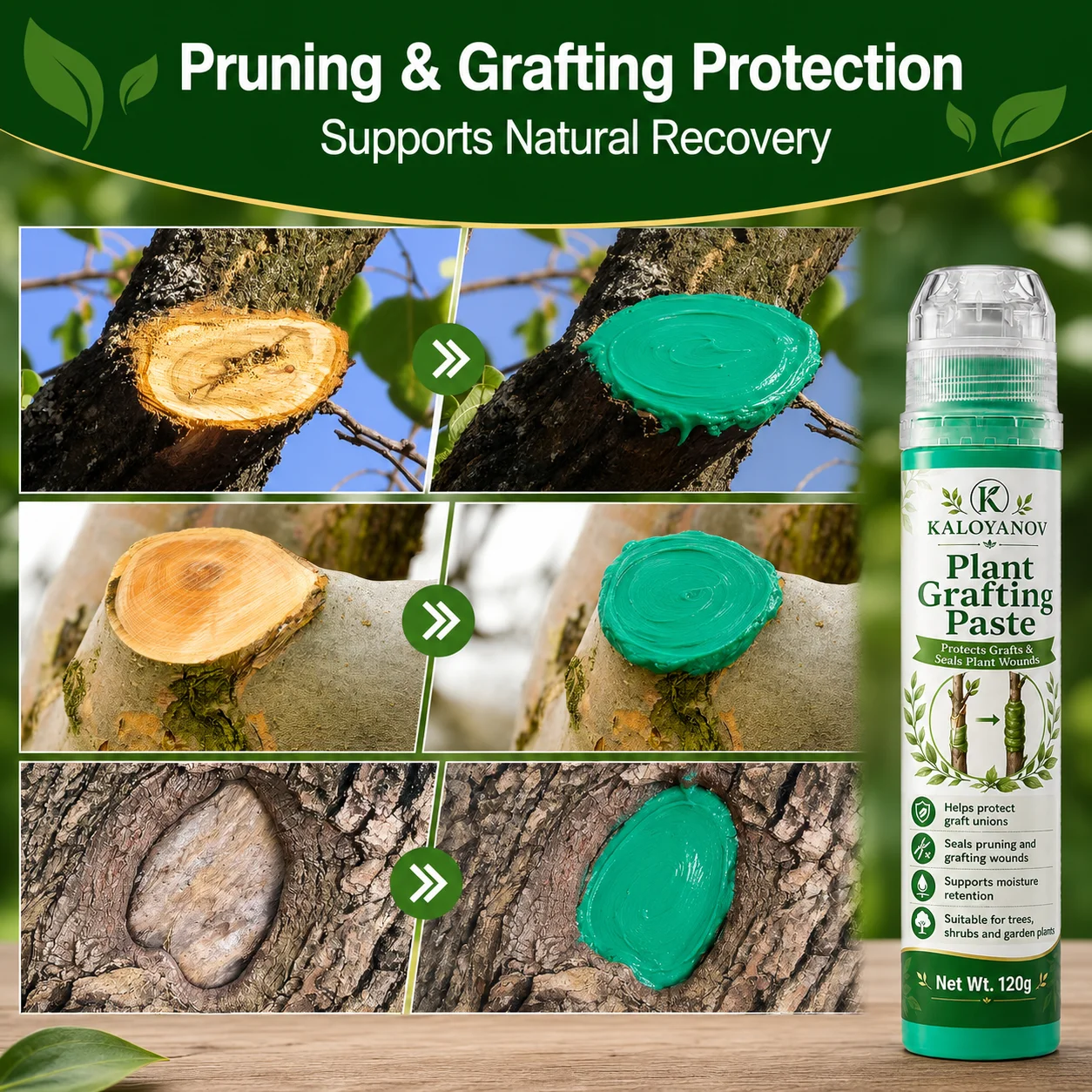120g Tree Wound Sealer Plant Grafting Paste Pruning Healing Compound Bonsai Cut Paste with Brush & Gloves for Garden Fruit Trees