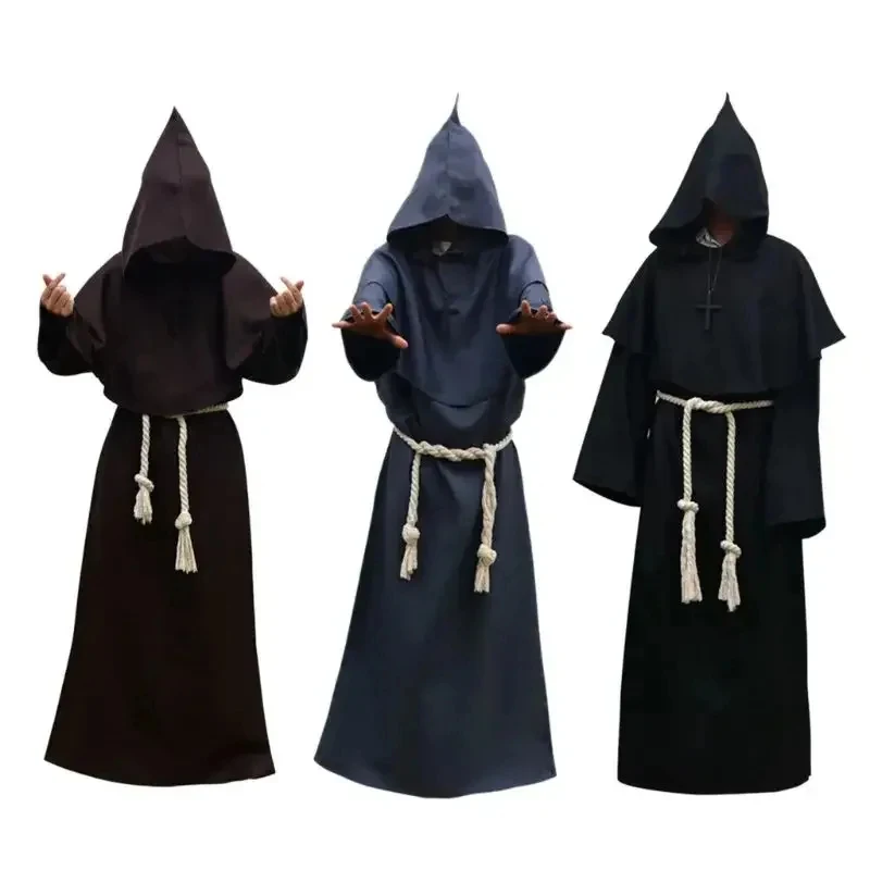 

Steampunk Unisex Halloween Customes For Men Robe Hooded Cloak Costume Cosplay Monk Suit Adult Role-playing Decoration Clot FD1;6