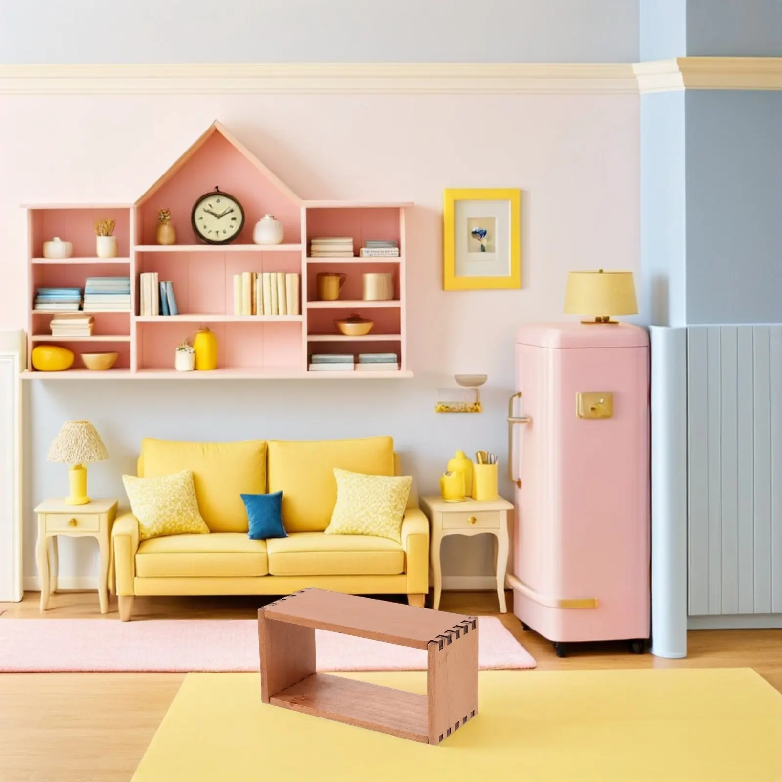 

Набор из 3 миниатюрных книжных полок с элегантной деревянной отделкой, 4-ярусная витрина для кукольного домика, кухонных принадлежностей, хранения поделок