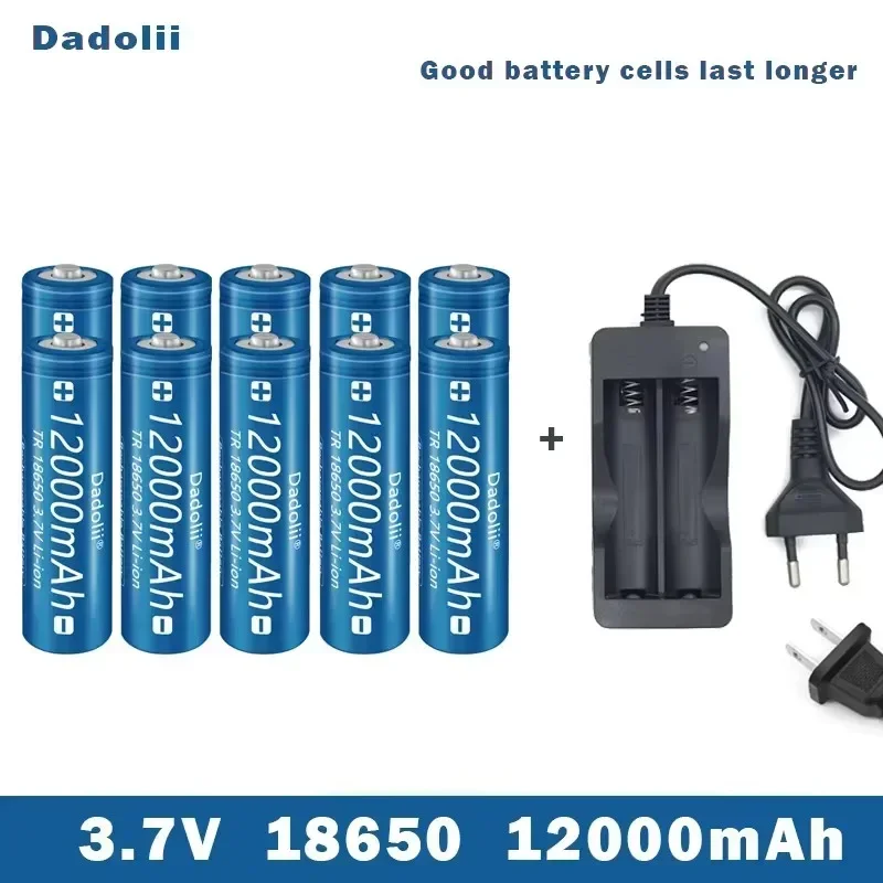 18650 3.7V 9900mAh large capacity rechargeable battery and charger, suitable for LED lights, toys, Mp3 small fans, microphones