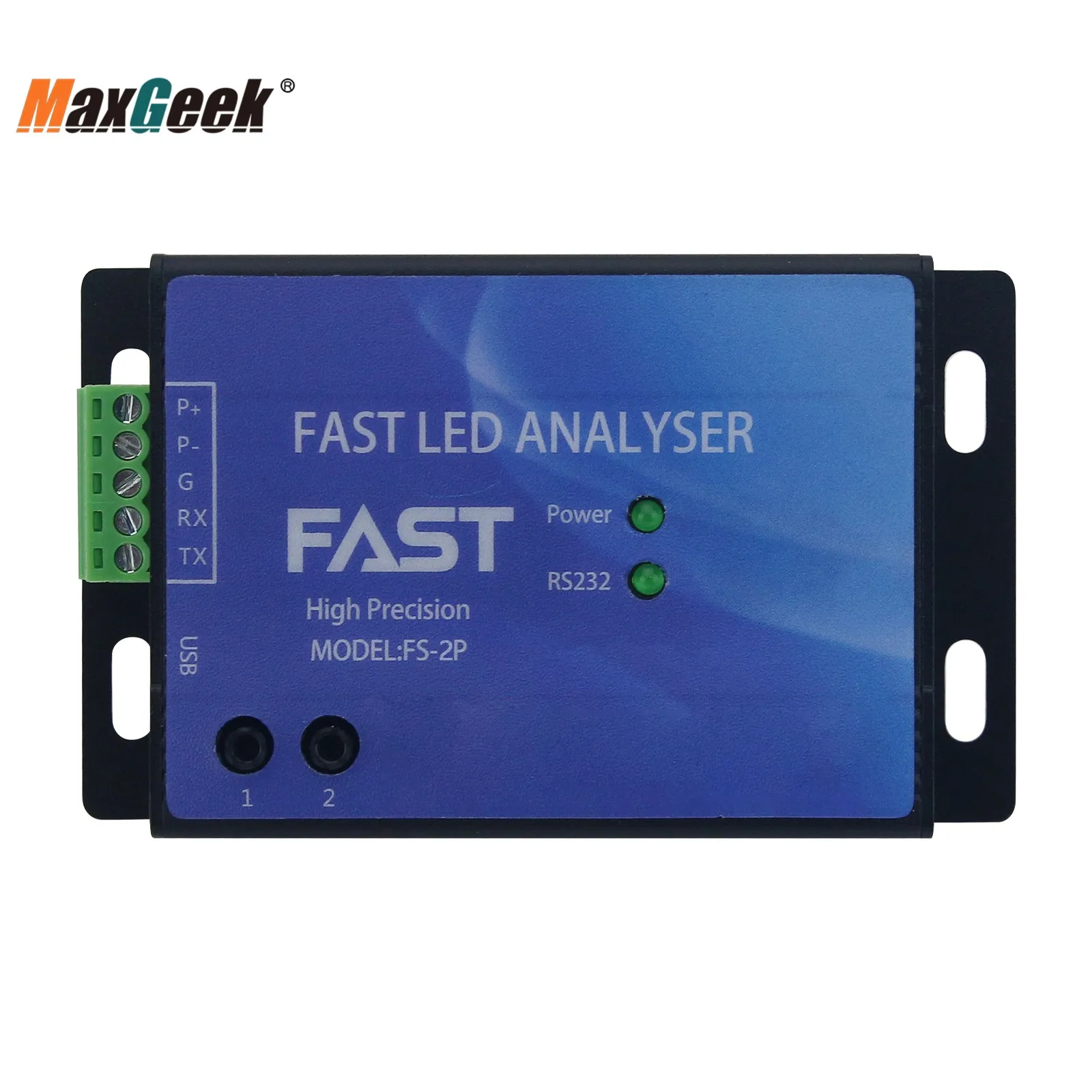 Maxgeek FS-2P 2-Channel High Precision Calibration Fast LED Analyzer HSI/RGB/XY Chroma/Main Wavelength LED Tester