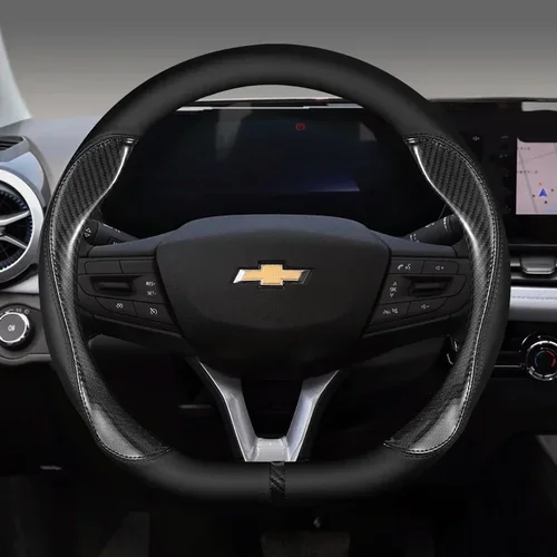 Imagen 1 del producto Cubierta de cuero para volante de coche, 38cm, 15 pulgadas, Chevrolet Cruze Malibu Sail Spark Captiva Equinox Trax/Tracker AVEO Lova Camaro