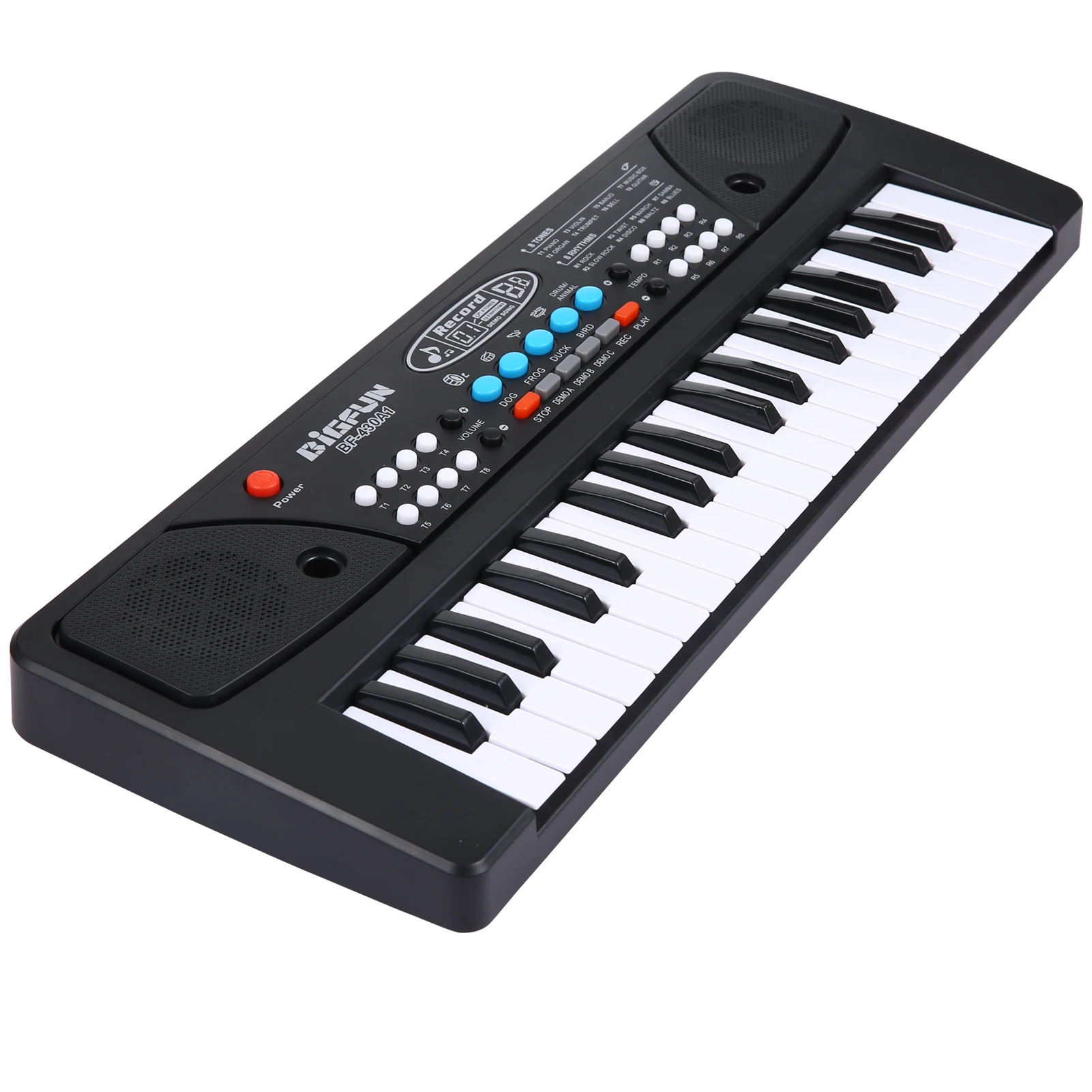 37 Keys USB Electronic Organ Kids Electric Piano with Microphone Black Digital Music Electronic Keyboard Built-in Stereo Speake