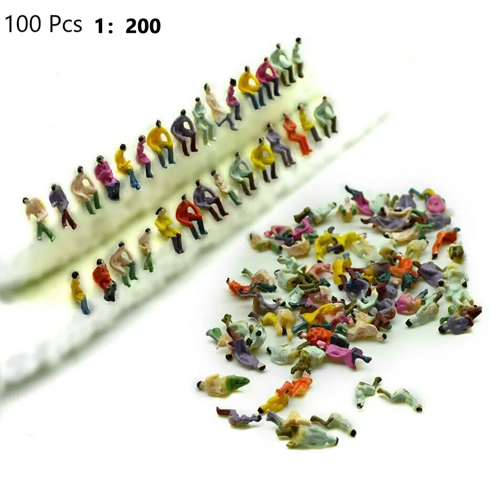 Pessoas modelo figuras em miniatura, cenas pintadas, poses diferentes, cenas de modelagem, 1:200 escala, 100pcs