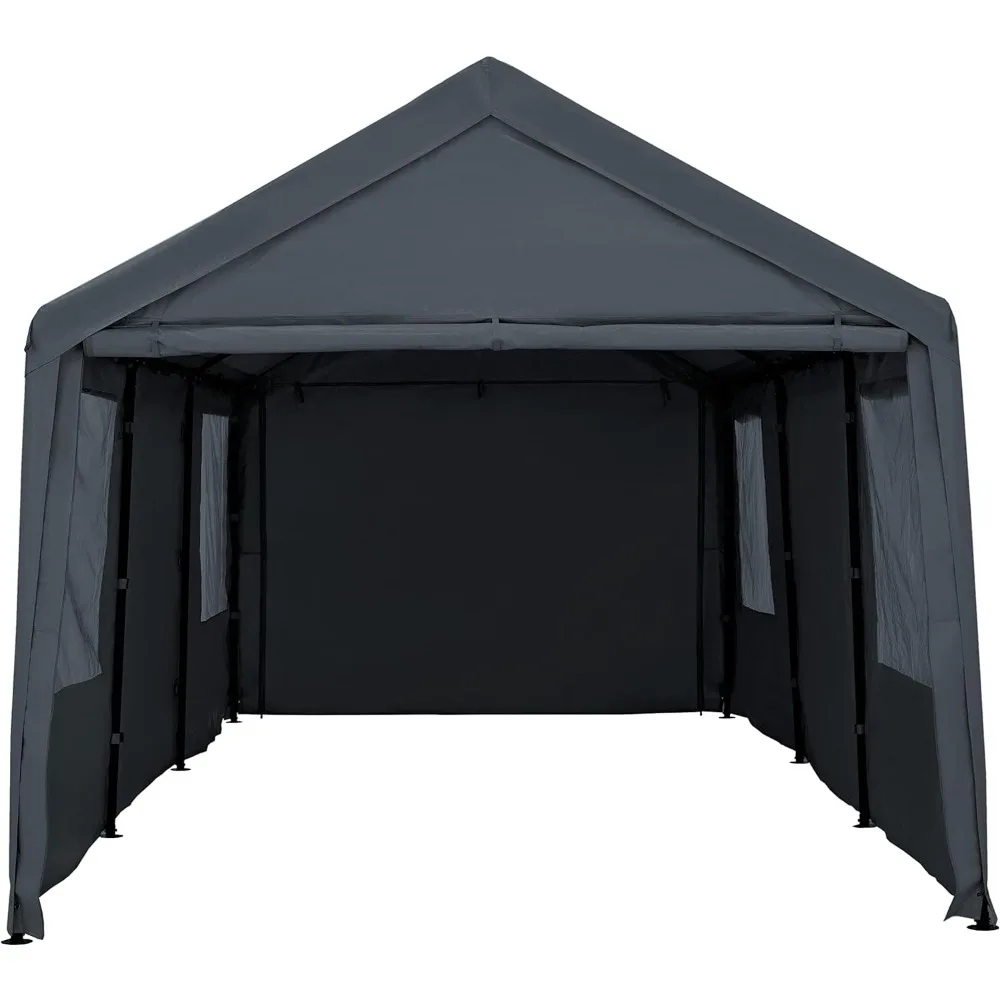 

10x20ft Carport Canopy Heavy Duty with Removable Sidewalls & Doors, Portable Car Port Garage Shelter for Boat, UV Resistant