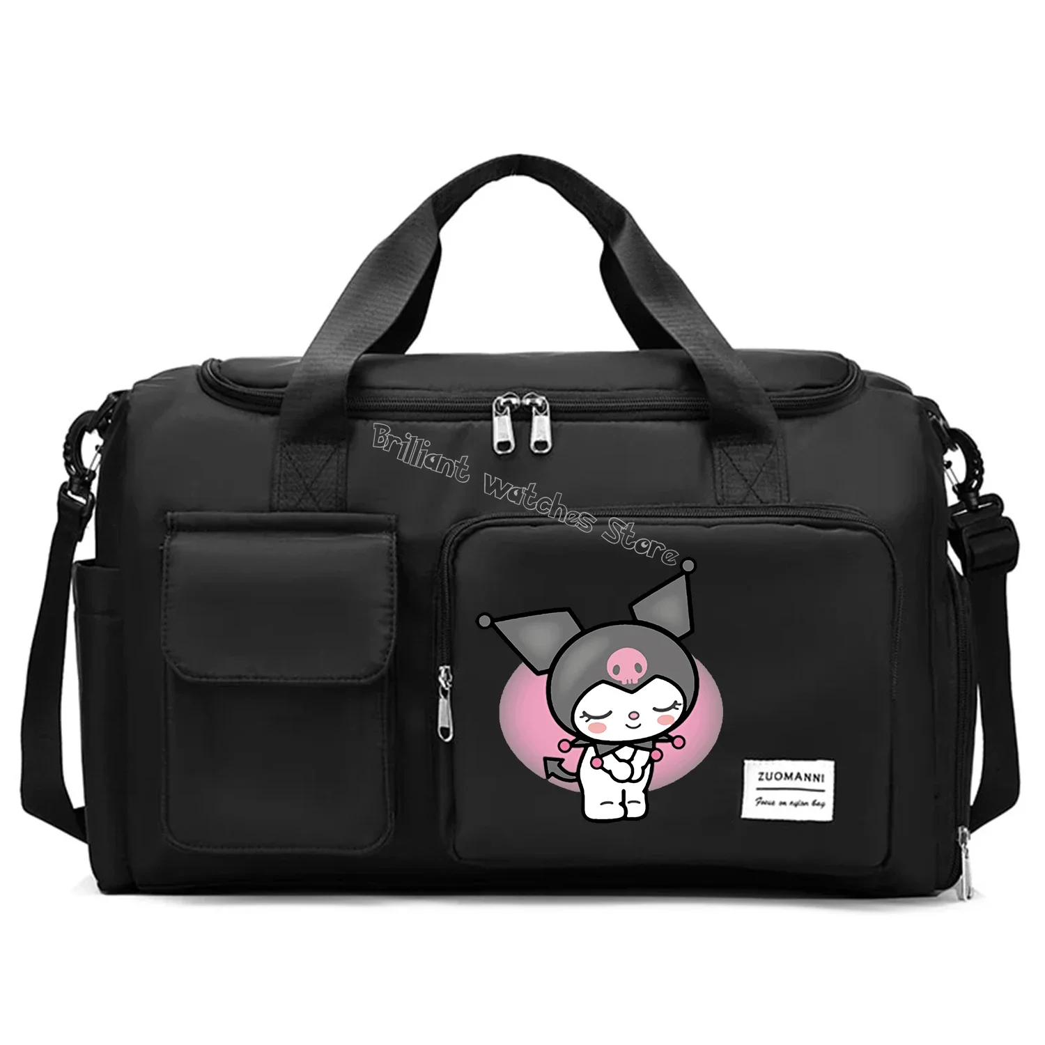 Kuromi Travel Bag Cartoon Anime Training Fitness Sports Gym Yoga Bag Separate Wet Dry Luggage Bag Large Capacity Travel Handbag