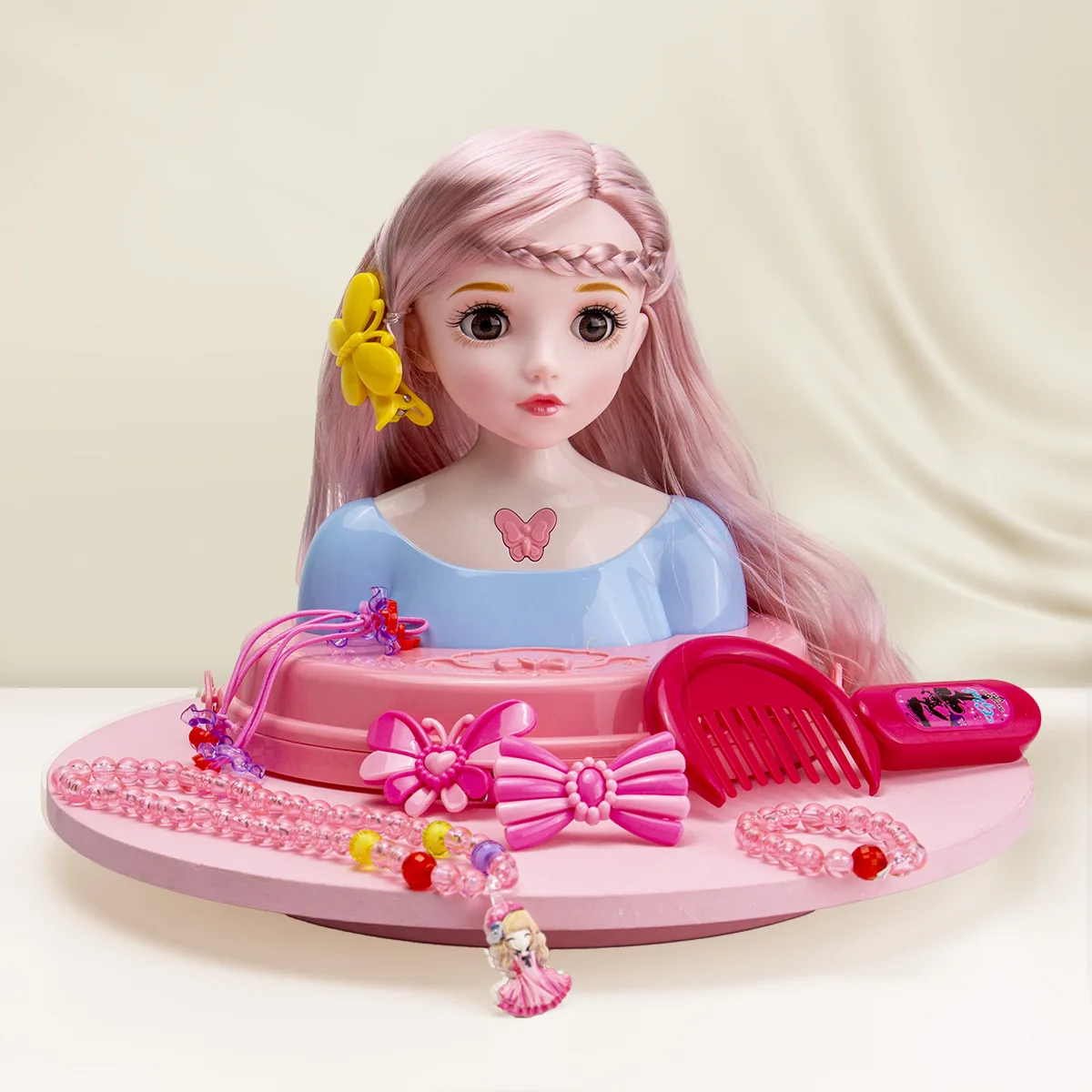 Beautiful Princess Dress Up Practice Girl Play House Toy Fashion Cute Half Body Makeup Hairstyle Doll Mannequin Head Toy Gifts