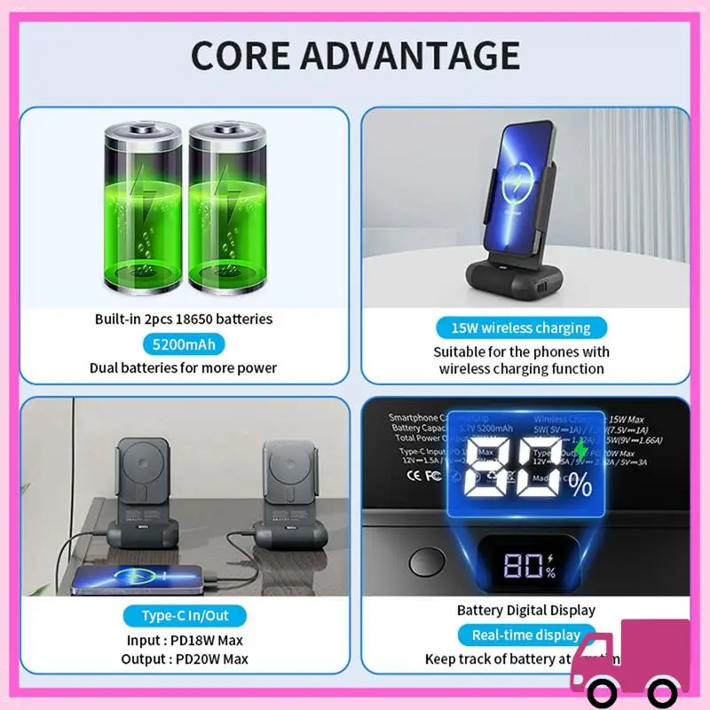 

Compact Bluetooth Phone Bracket With Remote Control Anti-Shake Wireless Charging Rotatable Clamp For Versatile Shooting A