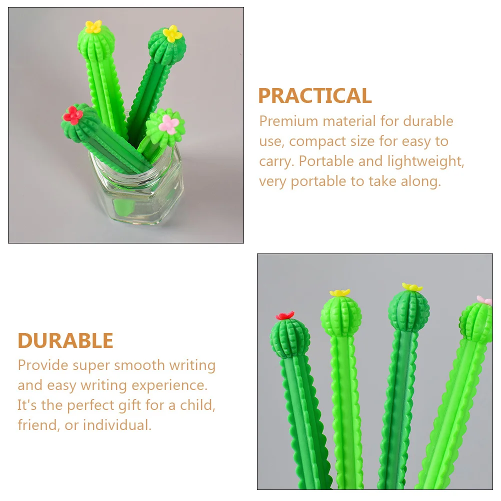 10Pcs Cute Cartoon Cactus Gel Pens Random Color Portable Plastic Writing Pens Large Quantity Smooth Office Stationery