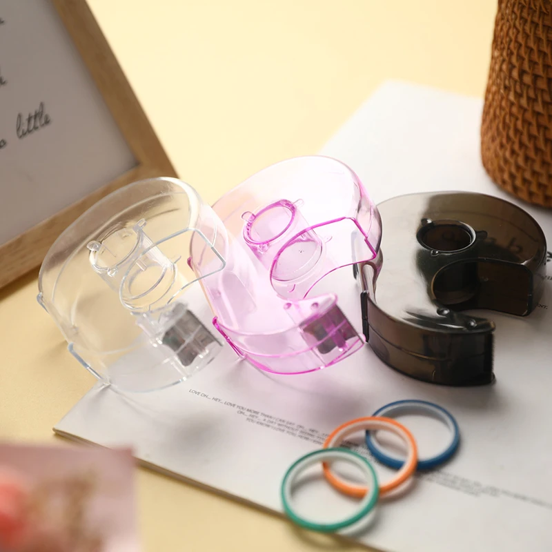 1Pcs Random Color Transparent Tape Dispenser Cutting Student Tape Dispenser Acrylic Office Stationery