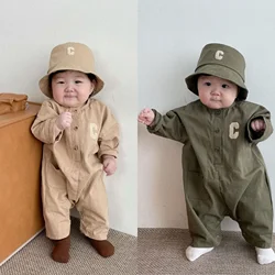 9192 Autumn Spring Baby Clothes 2pcs Embroidery Baby Romper Clothes Set Baby With Hat New Born Boy Girl Outfit