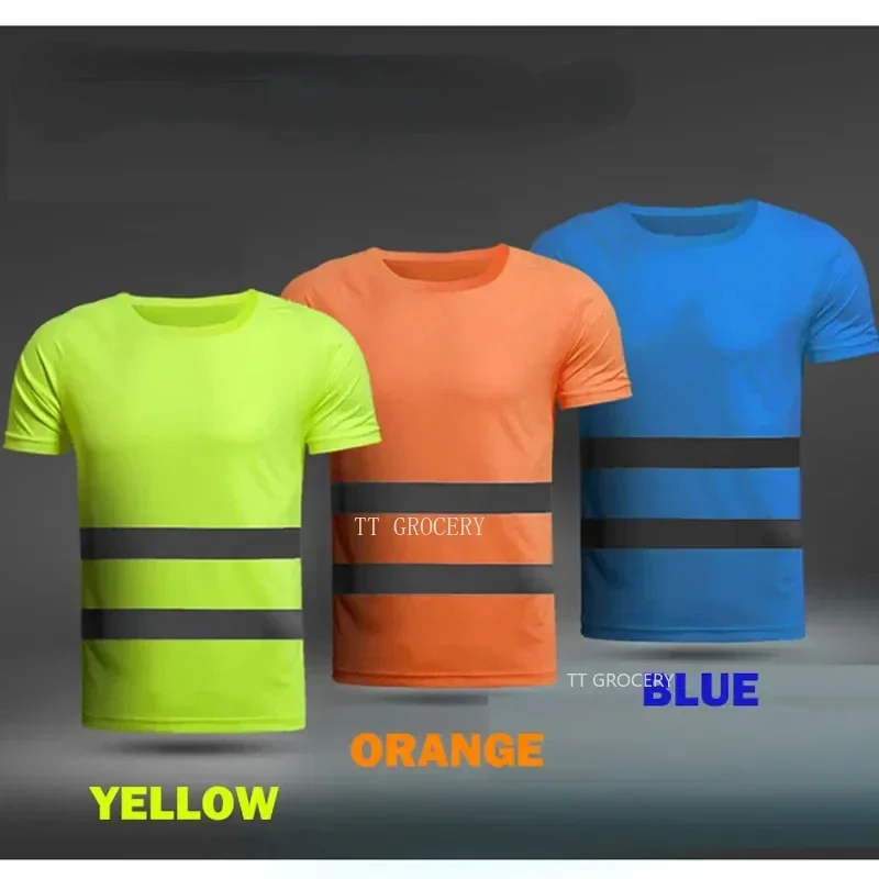 Esportes ao ar livre fluorescente de alta visibilidade segurança trabalho camisa verão respirável trabalho t camisa colete reflexivo camiseta