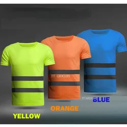 Camicia da lavoro di sicurezza fluorescente ad alta visibilità per sport all'aria aperta T-shirt da lavoro traspirante estiva T-shirt con gilet riflettente Asciugatura rapida