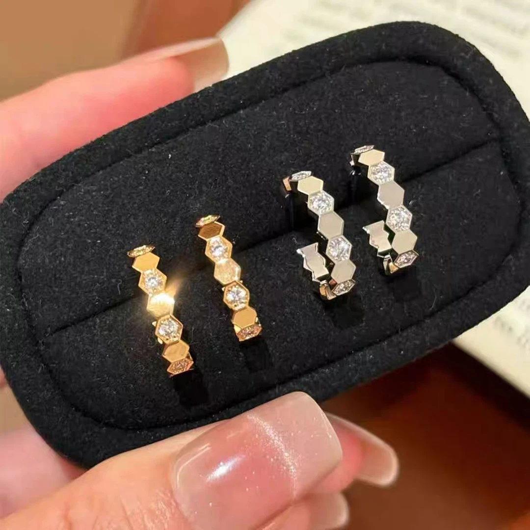 

Fine Jewelry 925 Sterling Silver Women's Daily Work Jewelry. Elegant Hexagonal Design Trend Party Jewelry Holiday Gift