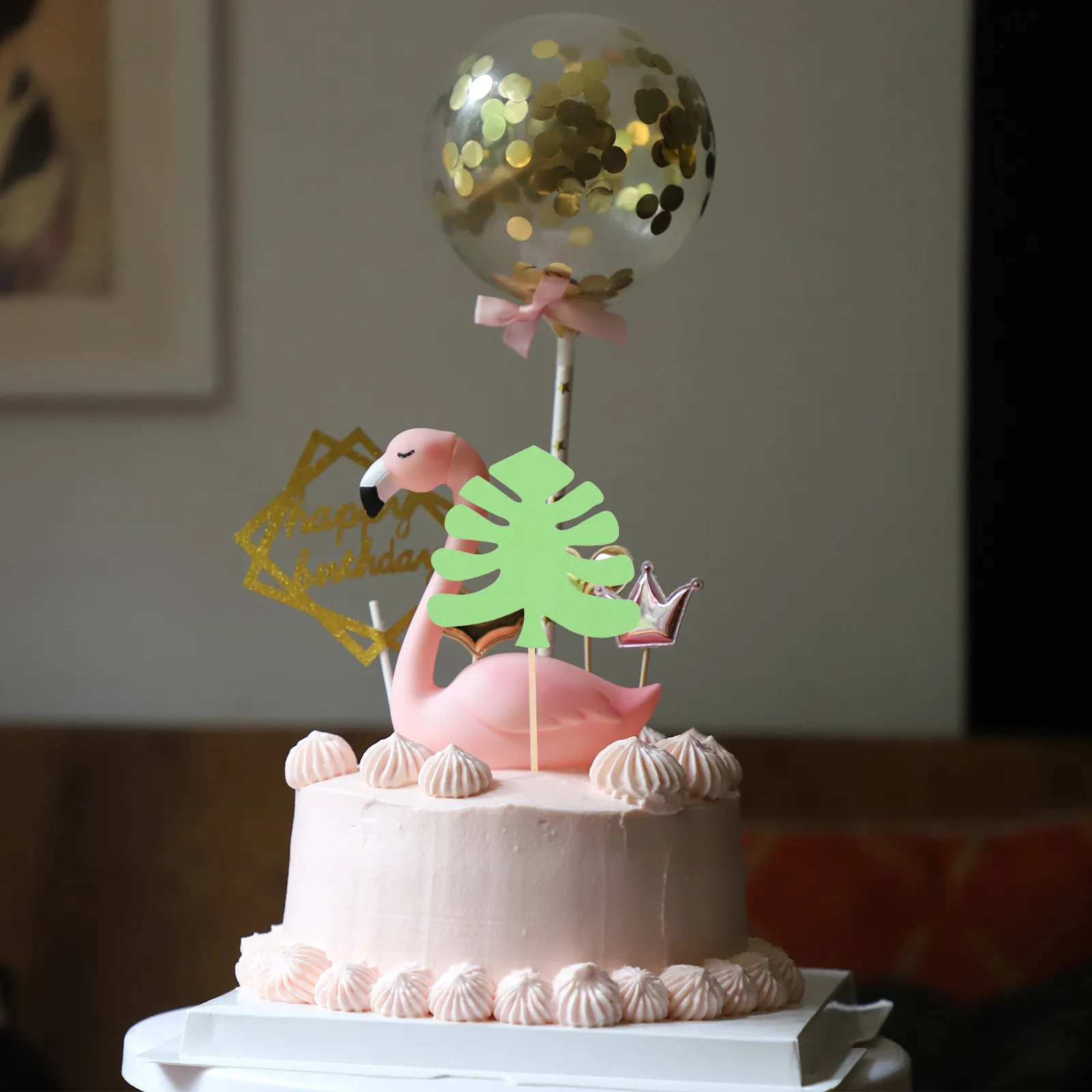 

35 шт. декоративных украшений для торта в виде тропических пальмовых листьев, креативные зеленые топперы для кексов, для украшения десертов на день рождения, принадлежности для выпечки своими руками