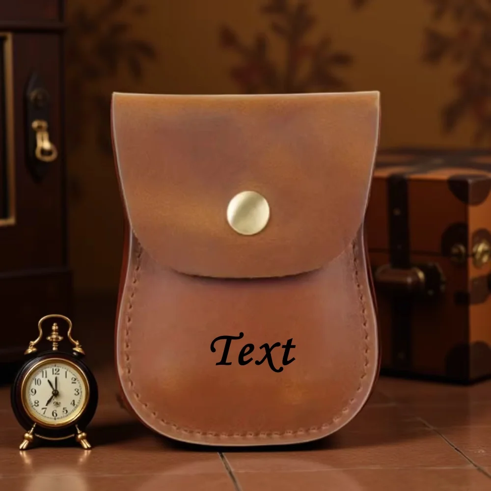 

Customized Personalized Retro Style Leather Earphone Coin Purse Creative Novel Custom Portable Key Storage Bag Snap Button Gift