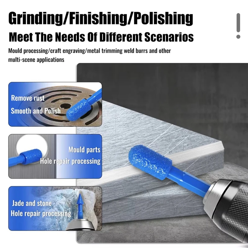 ABBN-Diamond Coated Grinding Bits Set For Multi Material Finishing Rust Removal Polishing Hole Repair Mold Processing 7PCS