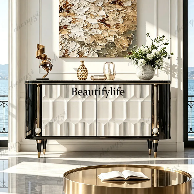American light luxury solid wood paint six chest cabinet household bedroom bedside TV cabinet modern