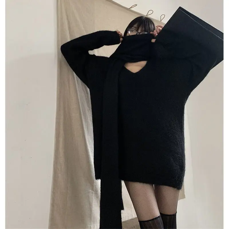 

Sweaters Jumpers Pullovers Women Coffee Worsted Knitwear Pattern Mid-Length BF Y2K Business Meeting Professional OL Commute Warm