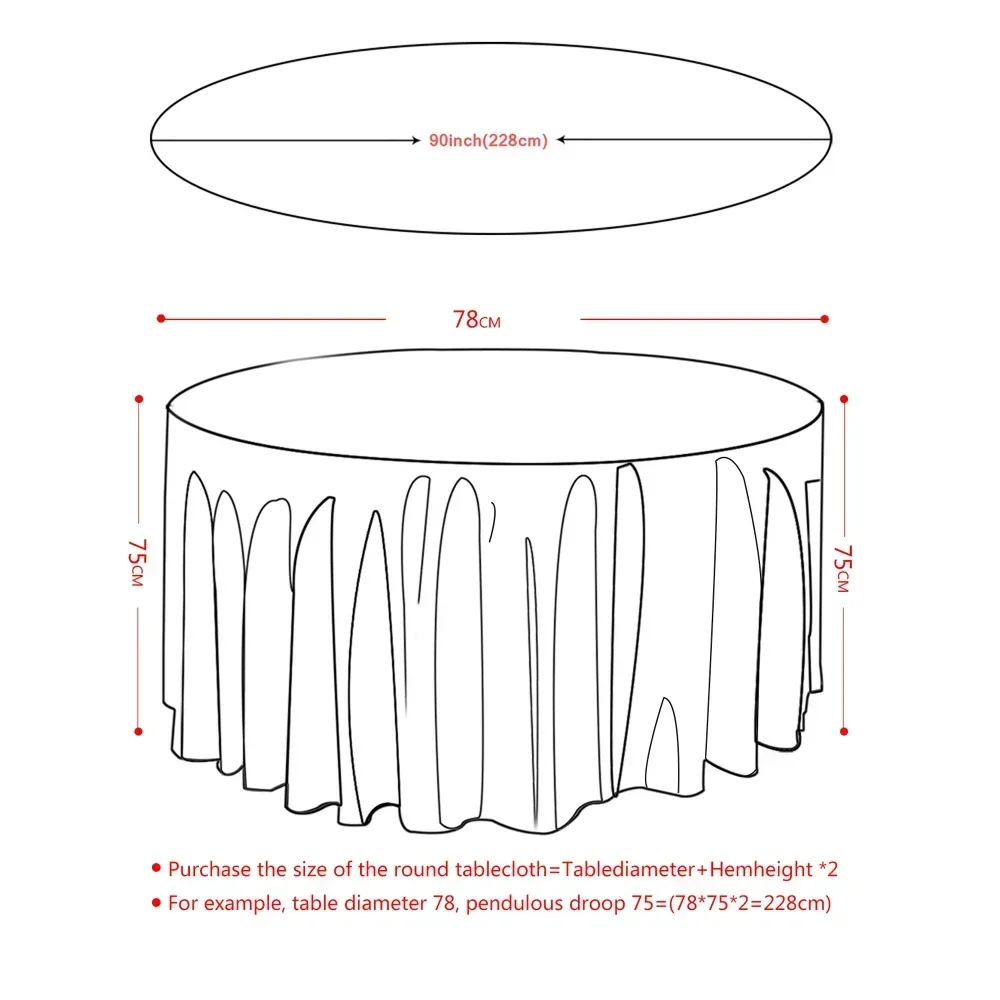 Round Tablecloths White No Stitching Fabric Elegant Solid Table Cloth for Christmas Birthday Wedding Party Hotel Decoration