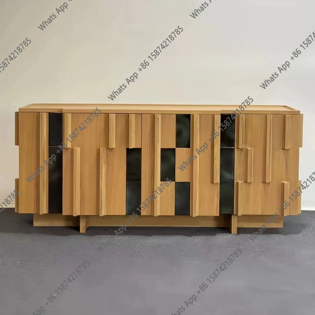 

Solid wood dining side cabinet is surprising light luxury storage color matching storage cabinet designer door cabinet