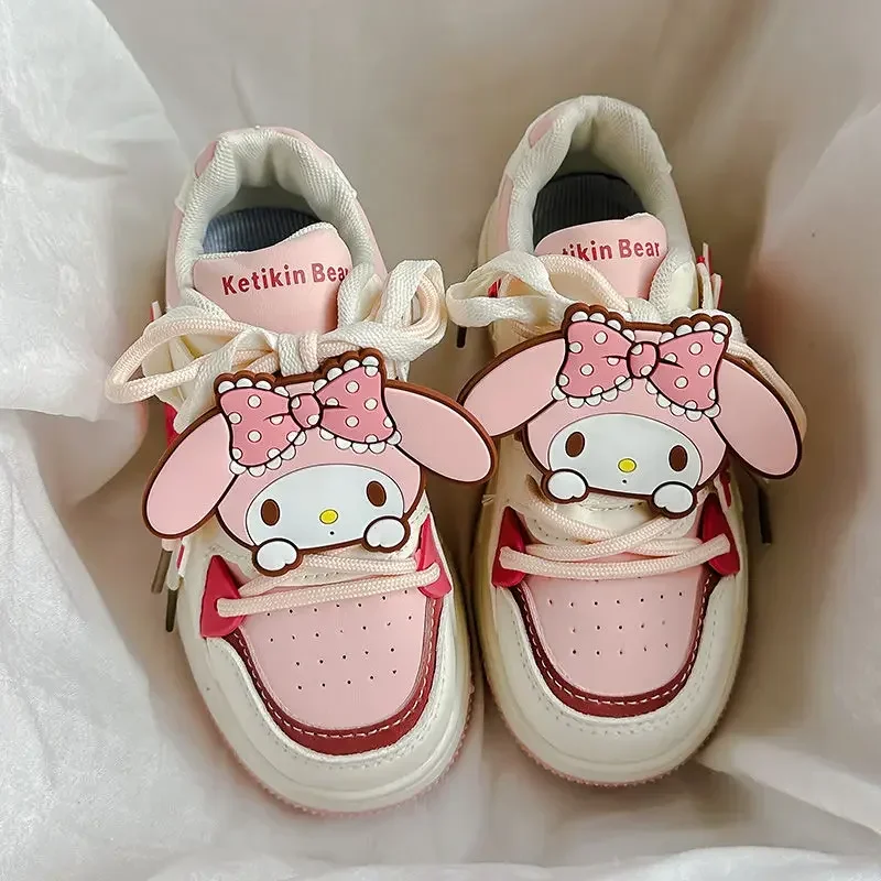 Spring Autumn Hello Kitty Anime Kawaii Sanrio Ins Fashion Board Shoes Cute Cartoon My Melody Casual Sneakers Gifts for Girls