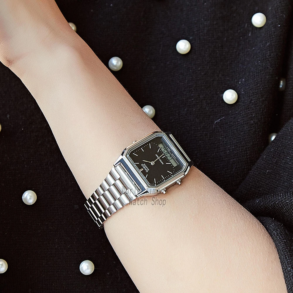 남성용 카시오 시계 최고 브랜드 럭셔리 듀얼 디스플레이 방수 군용 손목시계 relogio masculino AQ-230A-1D