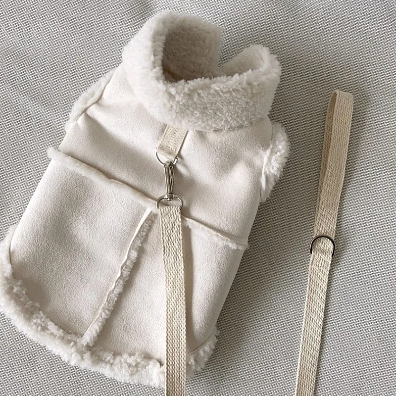 Classic Solid Dog Vests Winter Fleece Warm Pet Dog Clothes For Small Medium Dogs Jackets Cats Fall Clothes Traction Warm Vest