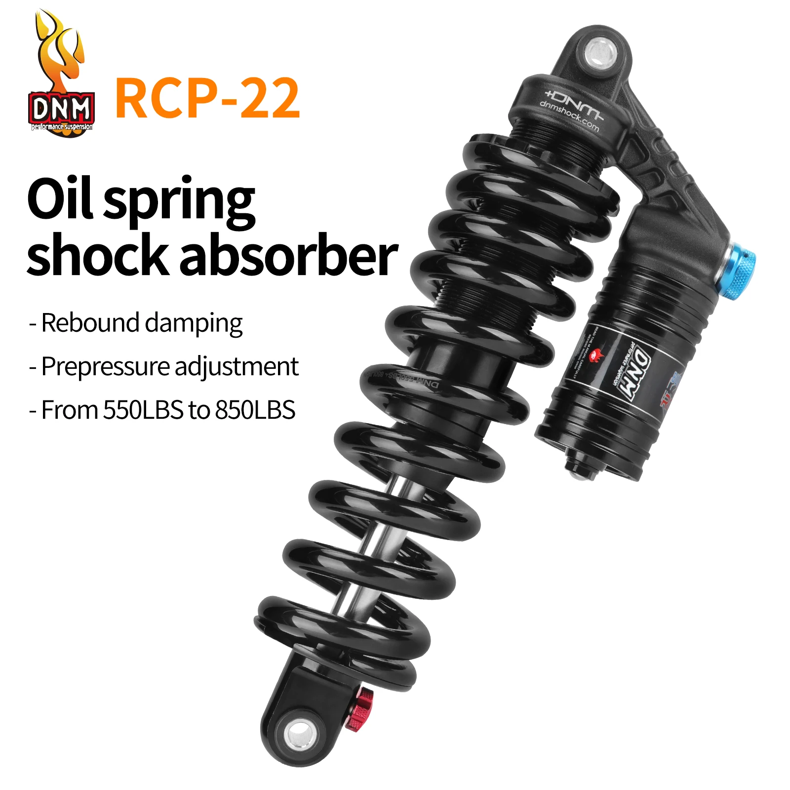 DNM RCP22 Mountain Bike Shock Absorber 265mm Spring Gradient Pound Number 550LBS 850LBS For AM/FR/DH Rear Shock Absorber
