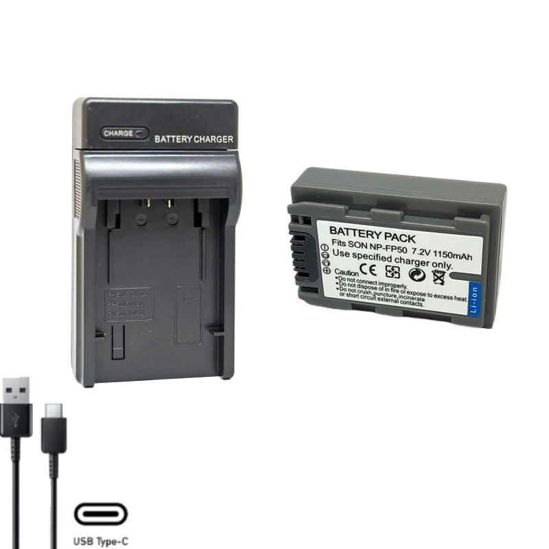 Akumulator do aparatu 1150mAh 7.2V NP-FP50 + Ładowarka do SONY FP30 FP51 HC20 21 22 23 24 30 40 96 26 27 28 SR40 DVD605 805