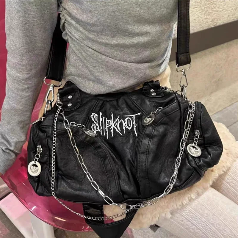 Richme Y2K Women Tote Bags 2024 Large Capacity Moto Style Chains Commute Crossbody Bags Vintage Underarm Shoulder Bolso Mujer