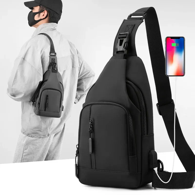 2024 New Trend Crossbody Leisure Men Party Travel Small Shoulder Multi-function Nylon Casual Chest Bags With Big Pockets Zipper