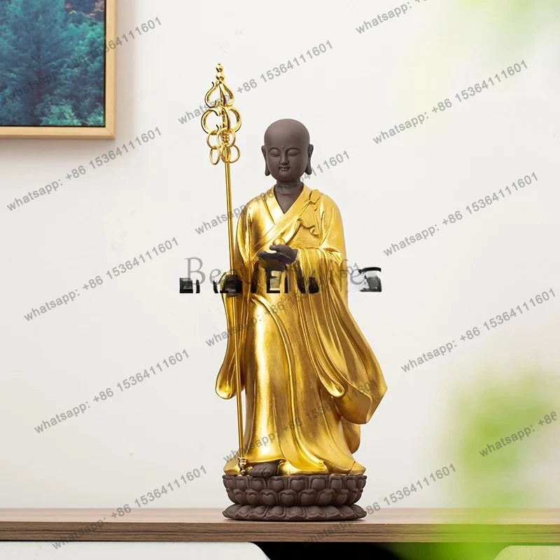 standing large purple sand Kizo King Buddha statue is dedicated to the entrance craft decoration ornament