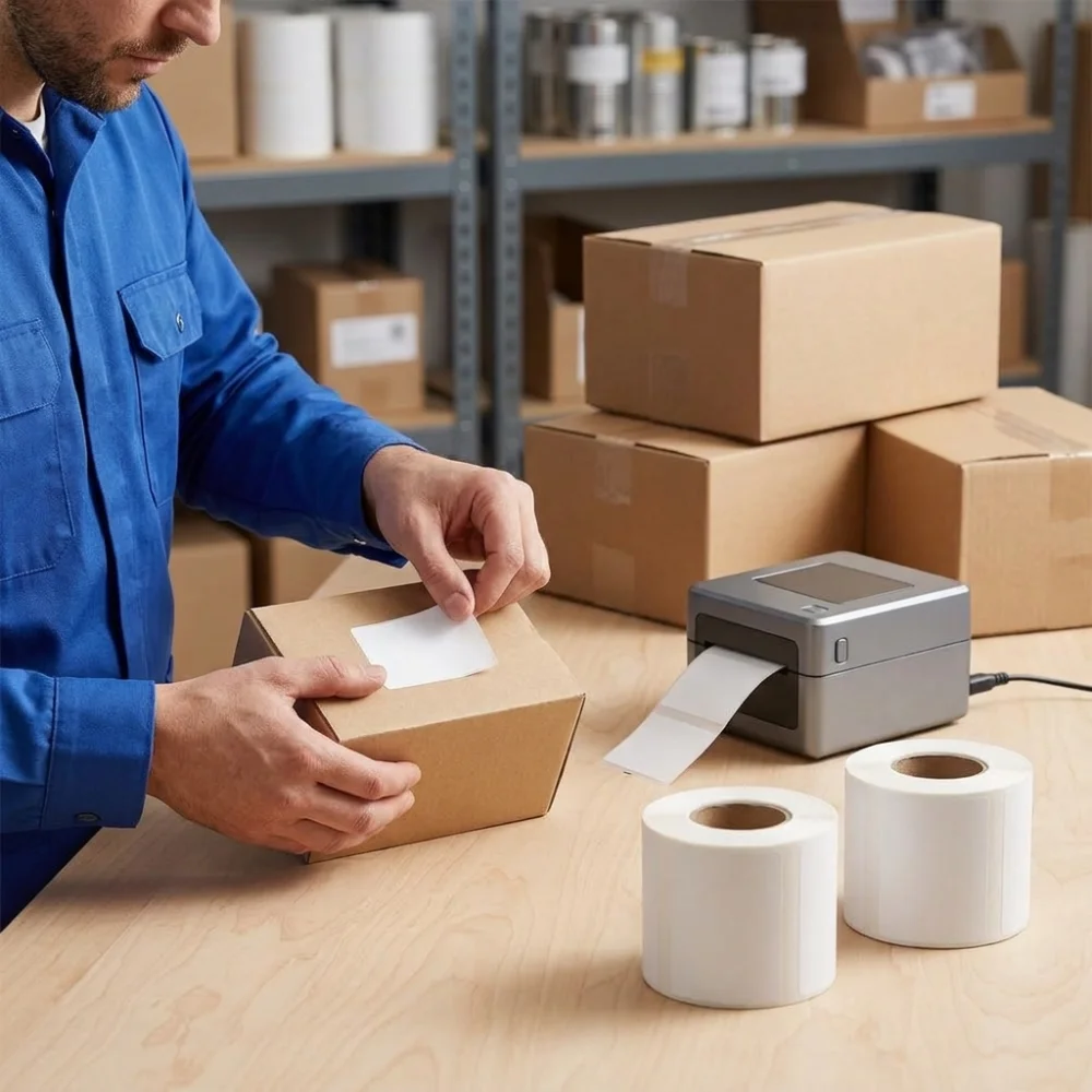 2 pcs，230 Sheets，40 x 30mm 40×30mm Thermal Label Paper 230Pcs Waterproof Barcode Sticker Vertical Version Scratch Proof