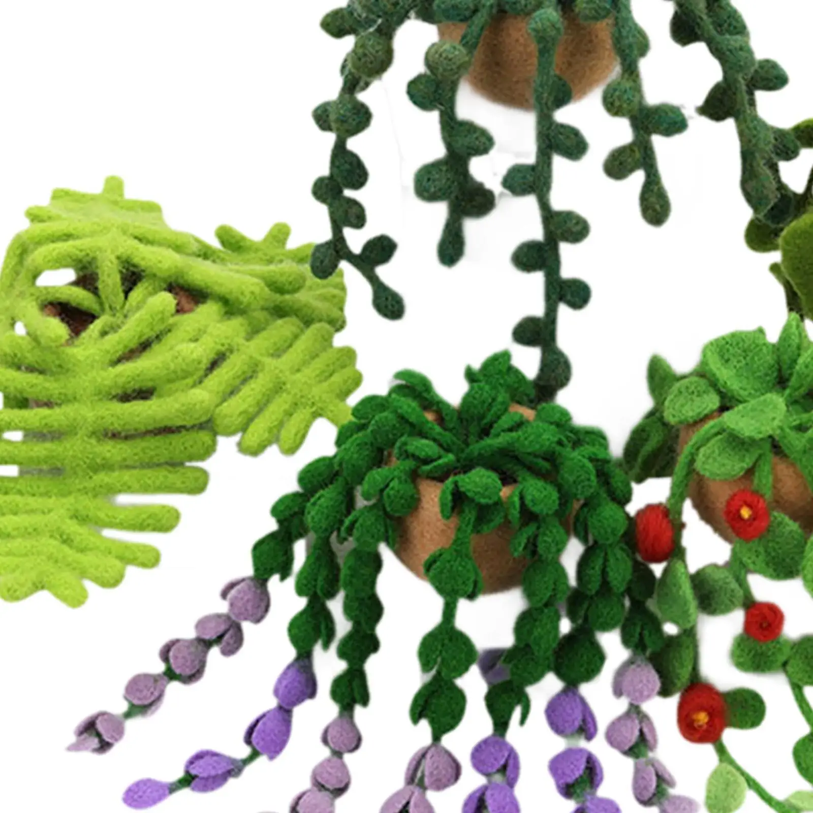 Подвесной шерстяной фетр для растений, набор «сделай сам», ручной портативный подвесной набор для валяния из шерсти для растений «сделай сам», настенный декоративный набор для входной двери, двора, дома