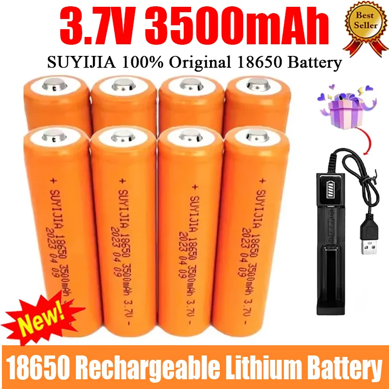 SUYIJIA New 18650 3500mAh 3.7V High Capacity Li-Ion Rechargeable Battery for Flashlight Head Lamp Walkie-talkie with Charger