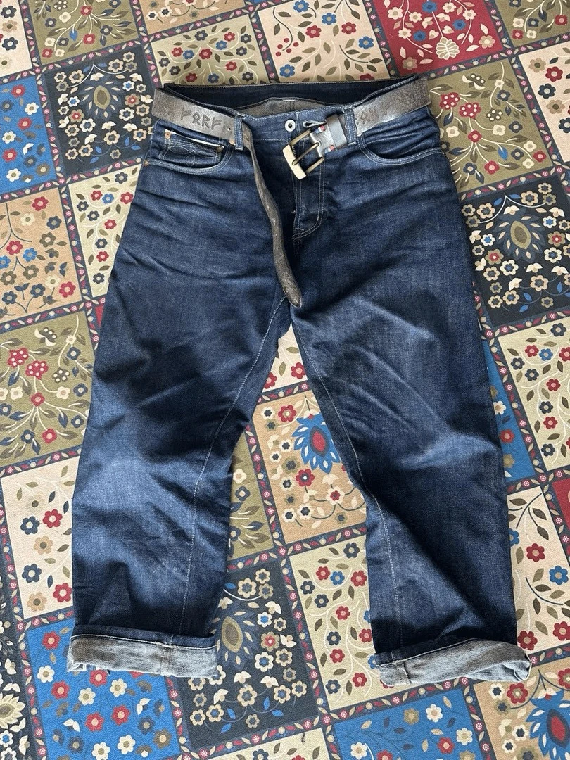 

Мужские джинсы FDMTD 8oz 950's в стиле ретро, свободные, широкие, прямые, из плотного синего денима, с завышенной талией, длинные брюки