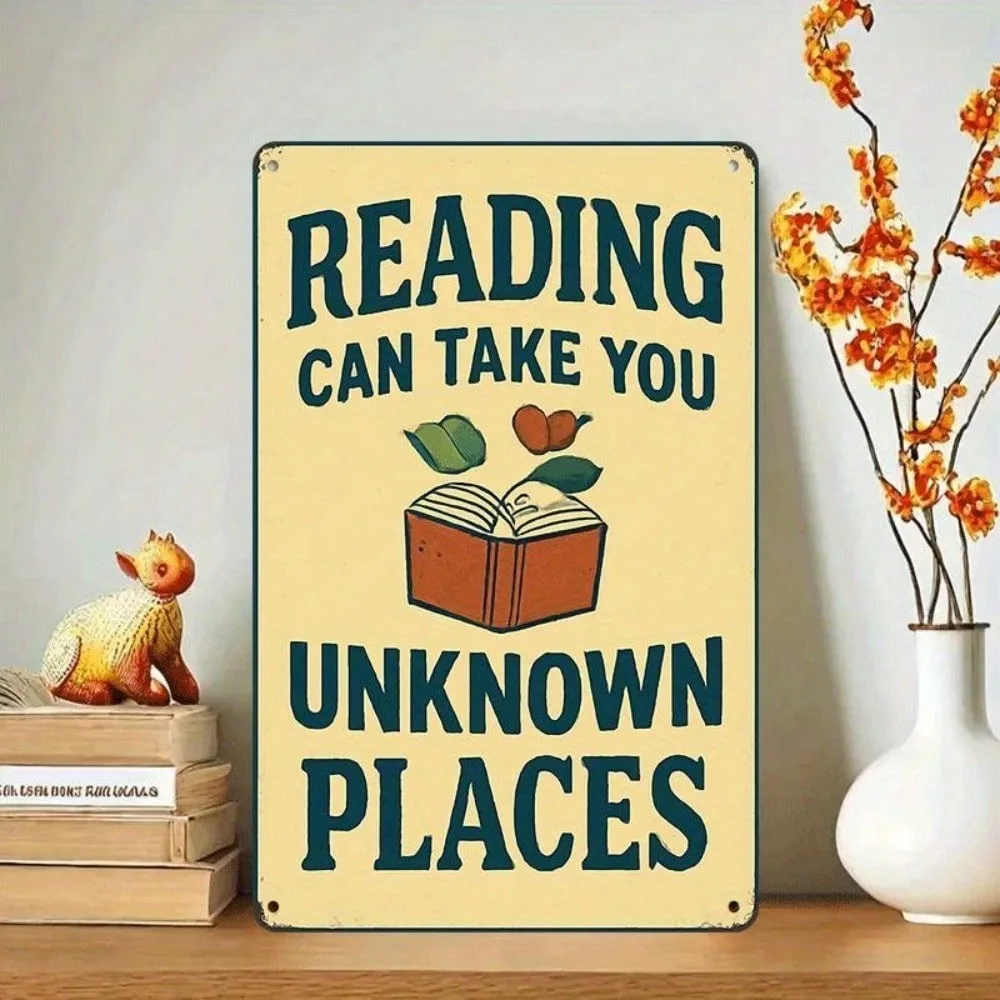

Vintage Reading Wall Sign Home Office Decor Metal Art Library Bookshelf Decoration