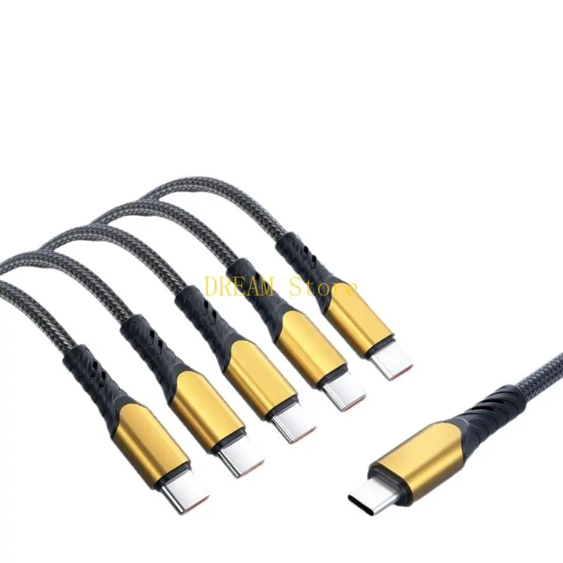5-in-1 USB Type C Charging Cable Splitter Cord with 5 Device Ends, Simultaneous Charging and Reinforced Interlaced Construction