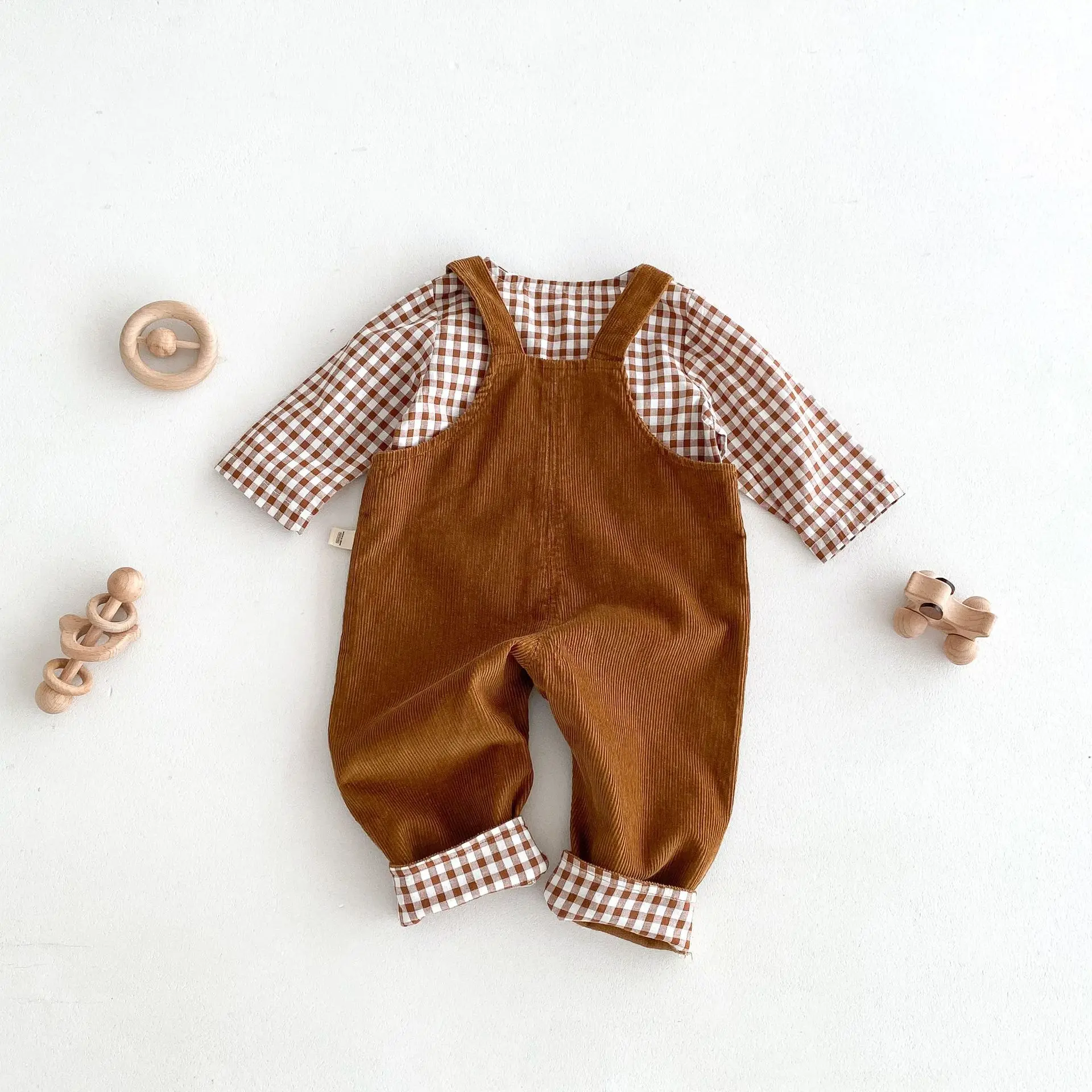 2024 New Autumn Boys Corduroy Overalls Solid Color Toddler Kids Suspenders Trousers Children Long Pants Casual Clothes