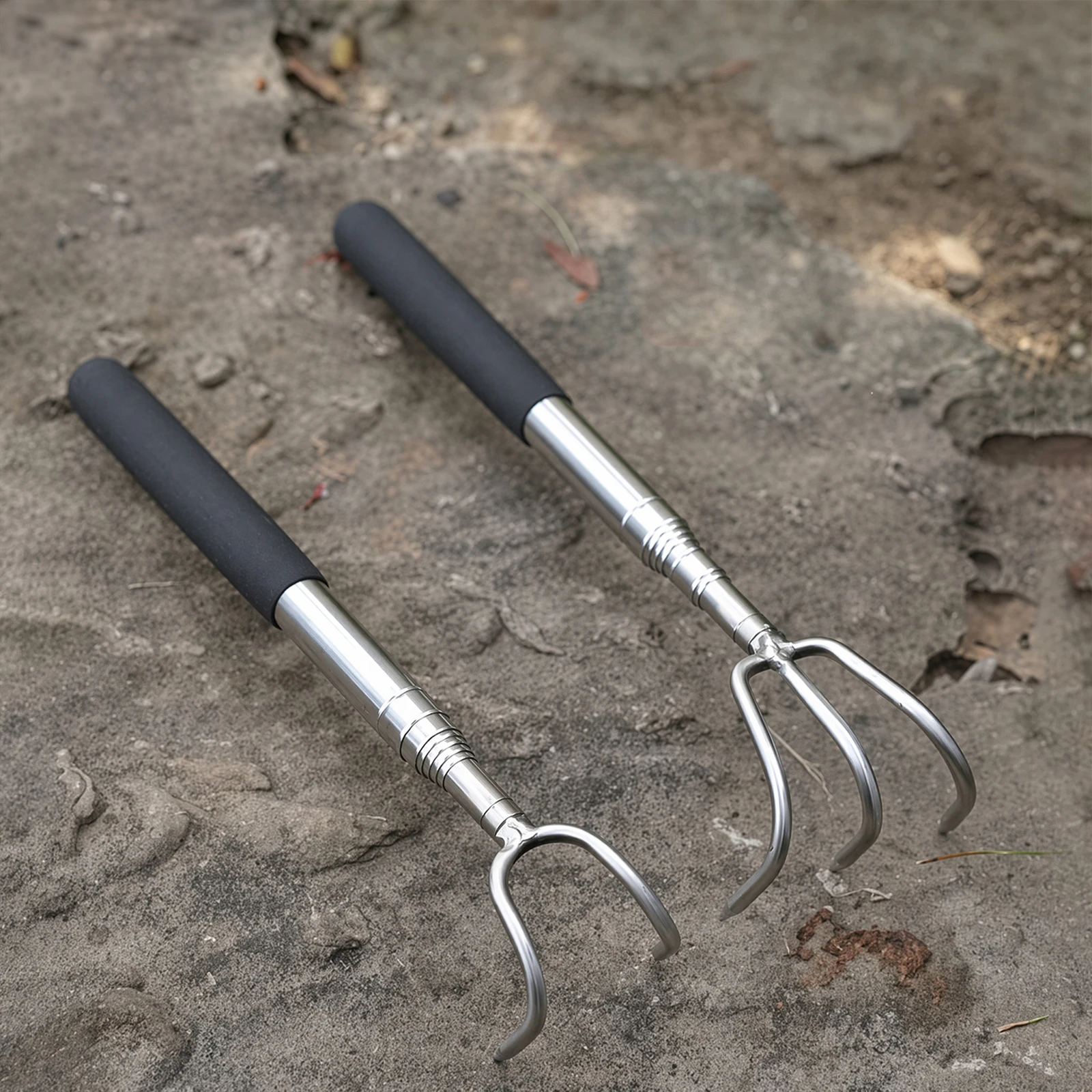 Stainless Steel Compact Mushroom Foraging Picker with Adjustable Handle Adjustable Mushroom Pick Up Tools for Outdoors Gathering