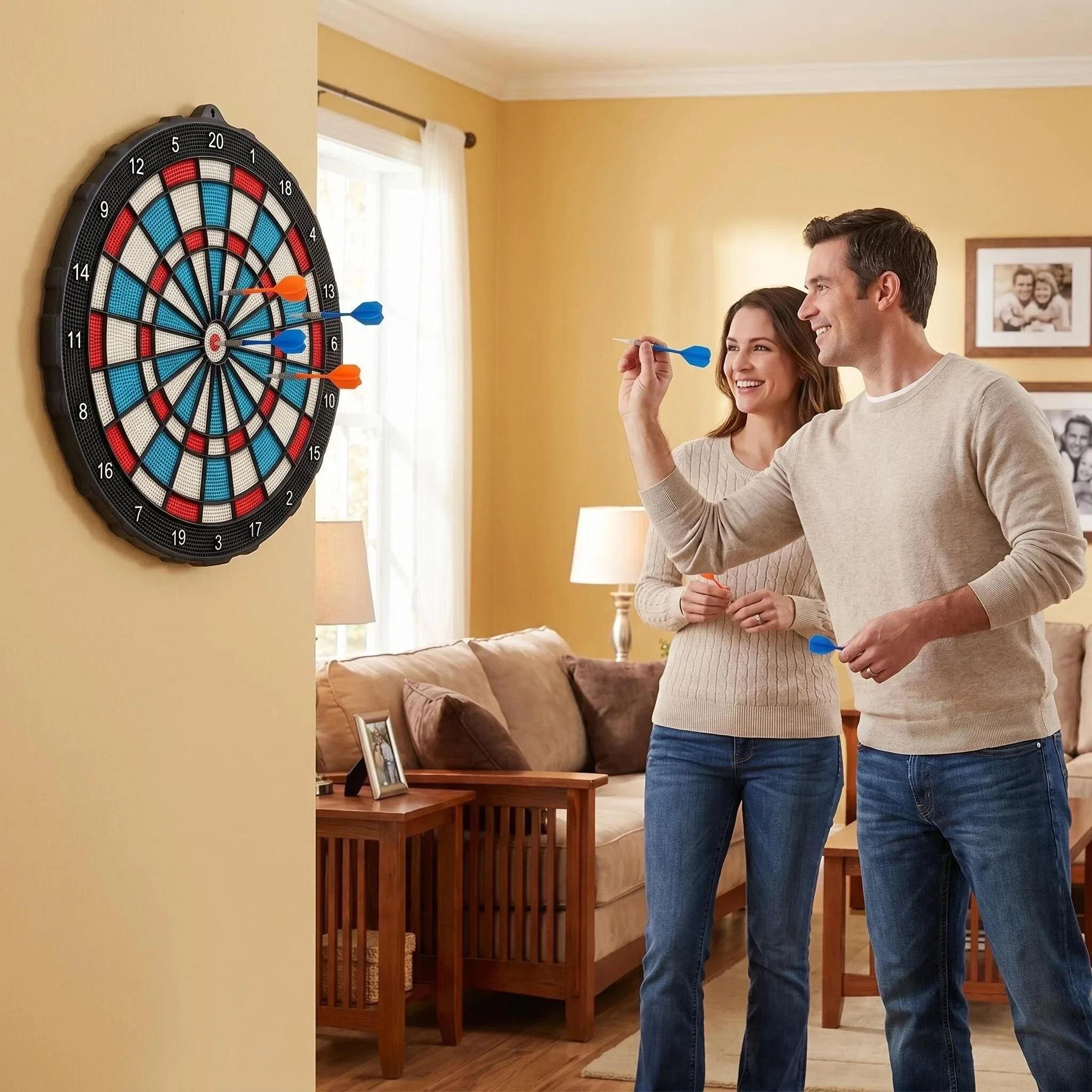 DartVibe Soft Tip Dart Board Set Includes 6 Darts Lightweight Portable Ideal for Party Gatherings And Game Nights 6