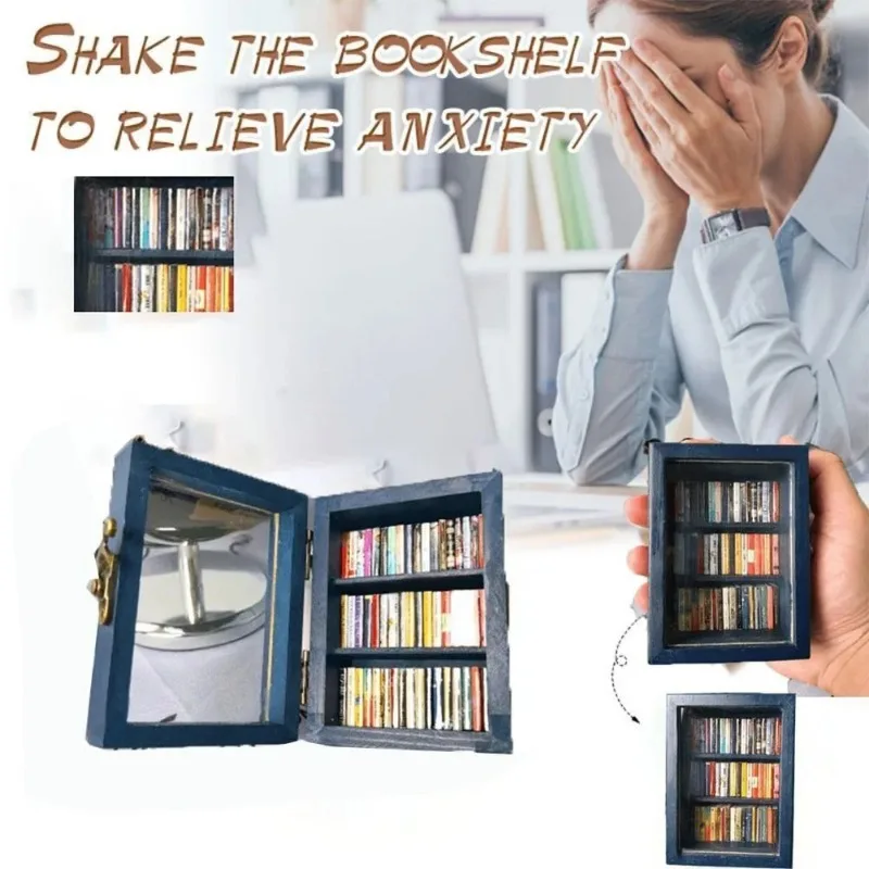 Pocket Anxiety Bookshelf Creative Miniature Library Book Match Boxes Gift Shake Away Your Anxiety Doll House Decoration Crafts